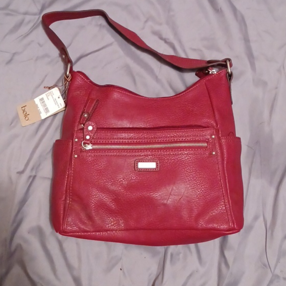 Burgandy bolo purse
